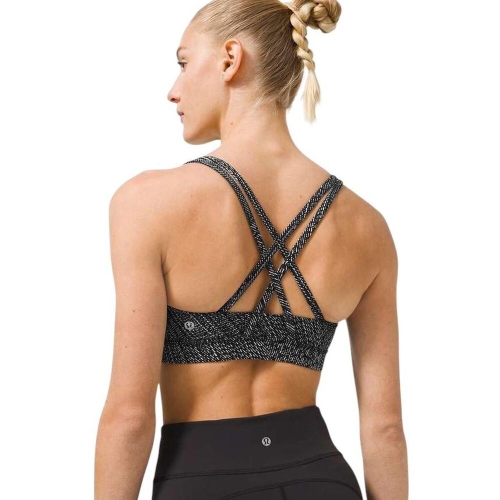 Lululemon Energy Bra *Medium Support, B–D Cup in Simultaneous Jacquard Black